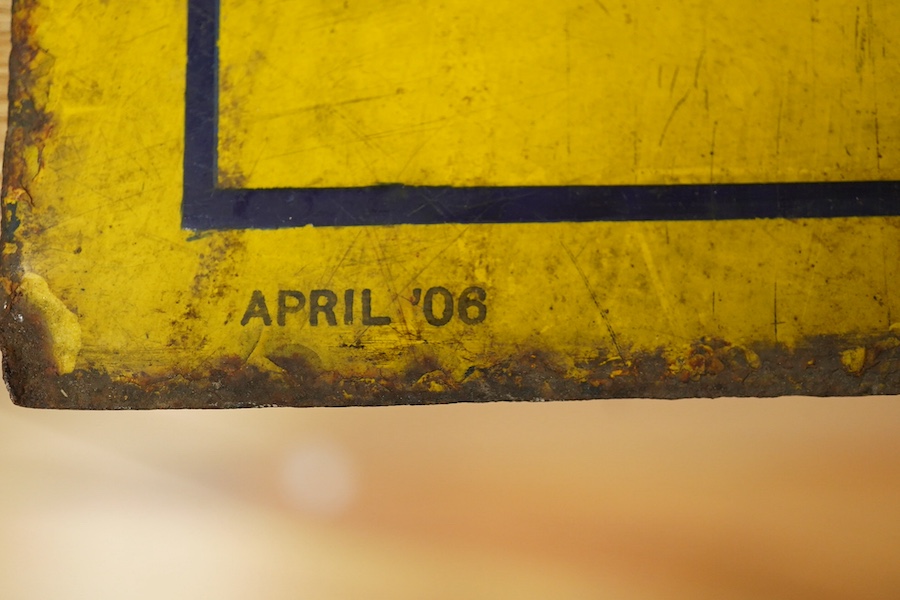 An early 20th century Colman's Mustard enamel sign, dated April ‘06 and with ‘Patent Enamel Co Ld B’ham & London’ to the bottom edge, 35.5cm x 46cm. Condition - fair, some surface rust and losses to the enamel.
